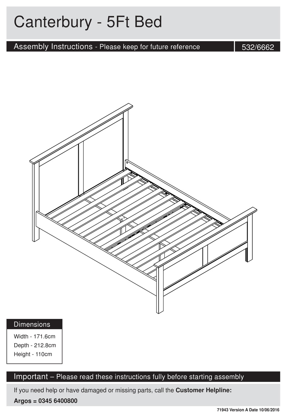 TVILUM CANTERBURY 5FT BED 532/6662 ASSEMBLY INSTRUCTIONS MANUAL Pdf