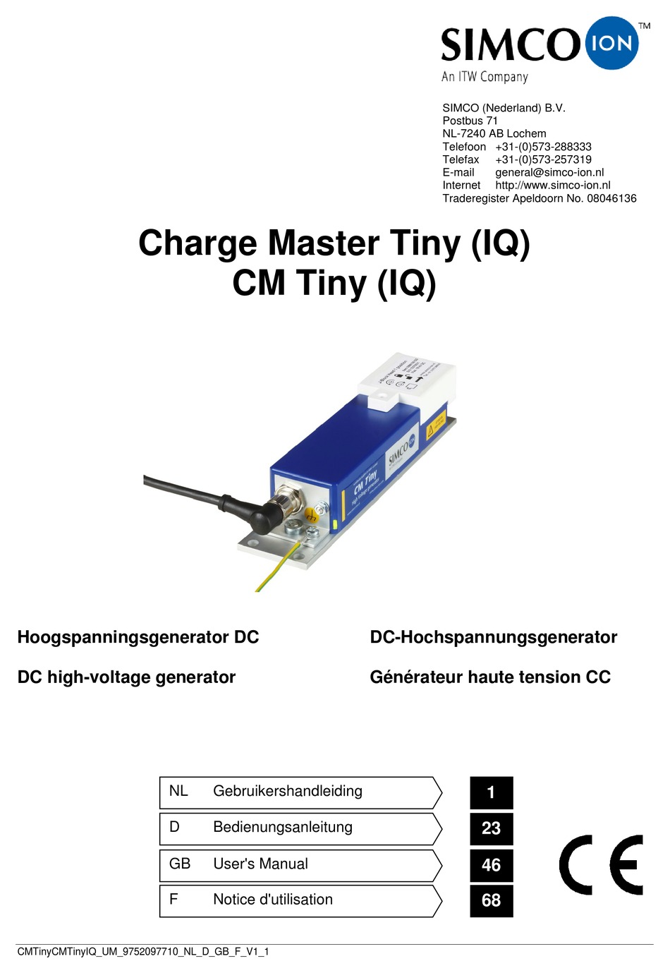 Simco-ion Générateur de haute-tension CM Tiny