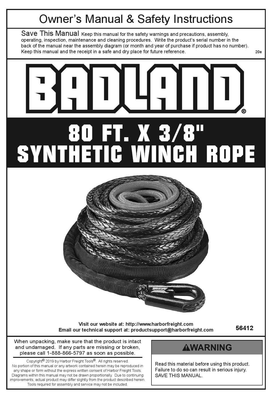 BADLAND 56412 OWNER'S MANUAL & SAFETY INSTRUCTIONS Pdf Download