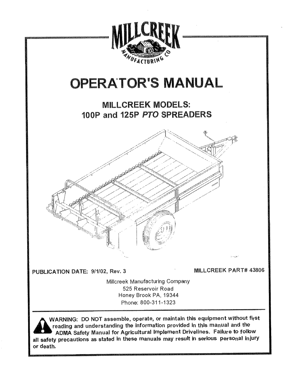 MILLCREEK 100P OPERATOR'S MANUAL Pdf Download ManualsLib