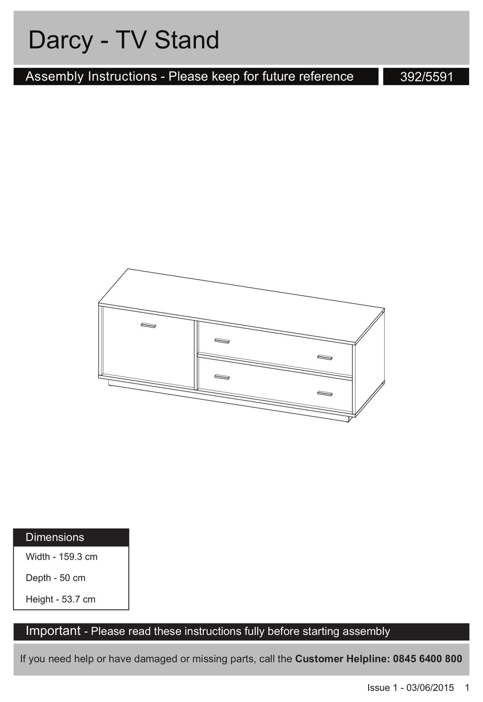 ARGOS DARCY TV STAND 392/5591 ASSEMBLY INSTRUCTIONS MANUAL Pdf Download