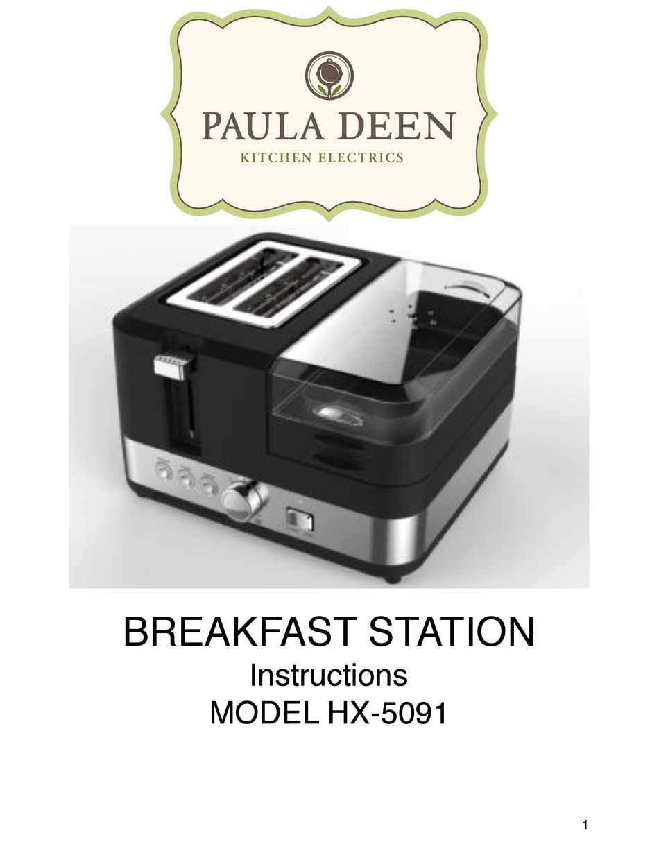 Paula Deen 1450W Egg Cooking & Toasting Breakfast Station 