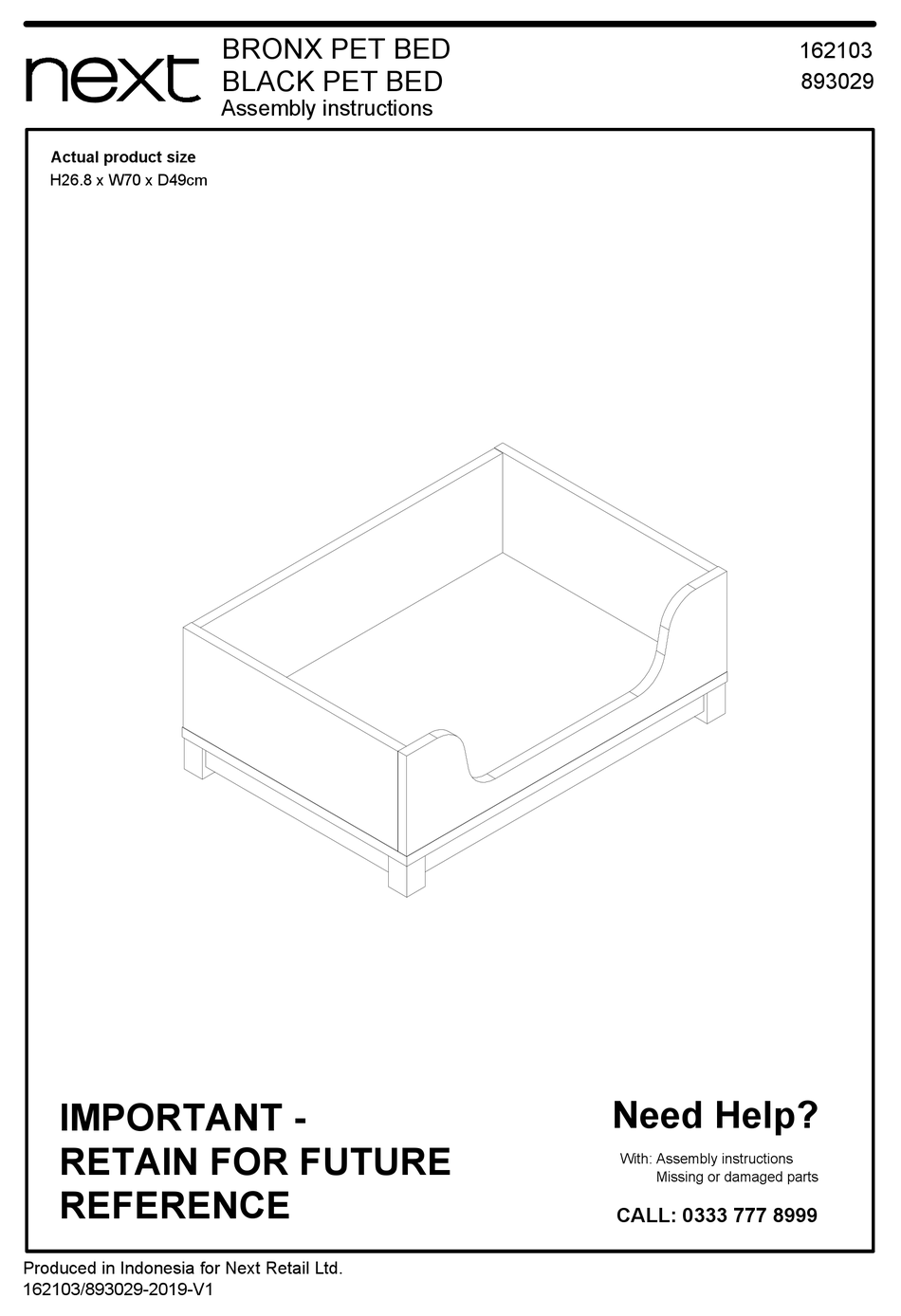 NEXT BRONX PET BED ASSEMBLY INSTRUCTIONS MANUAL Pdf Download ManualsLib