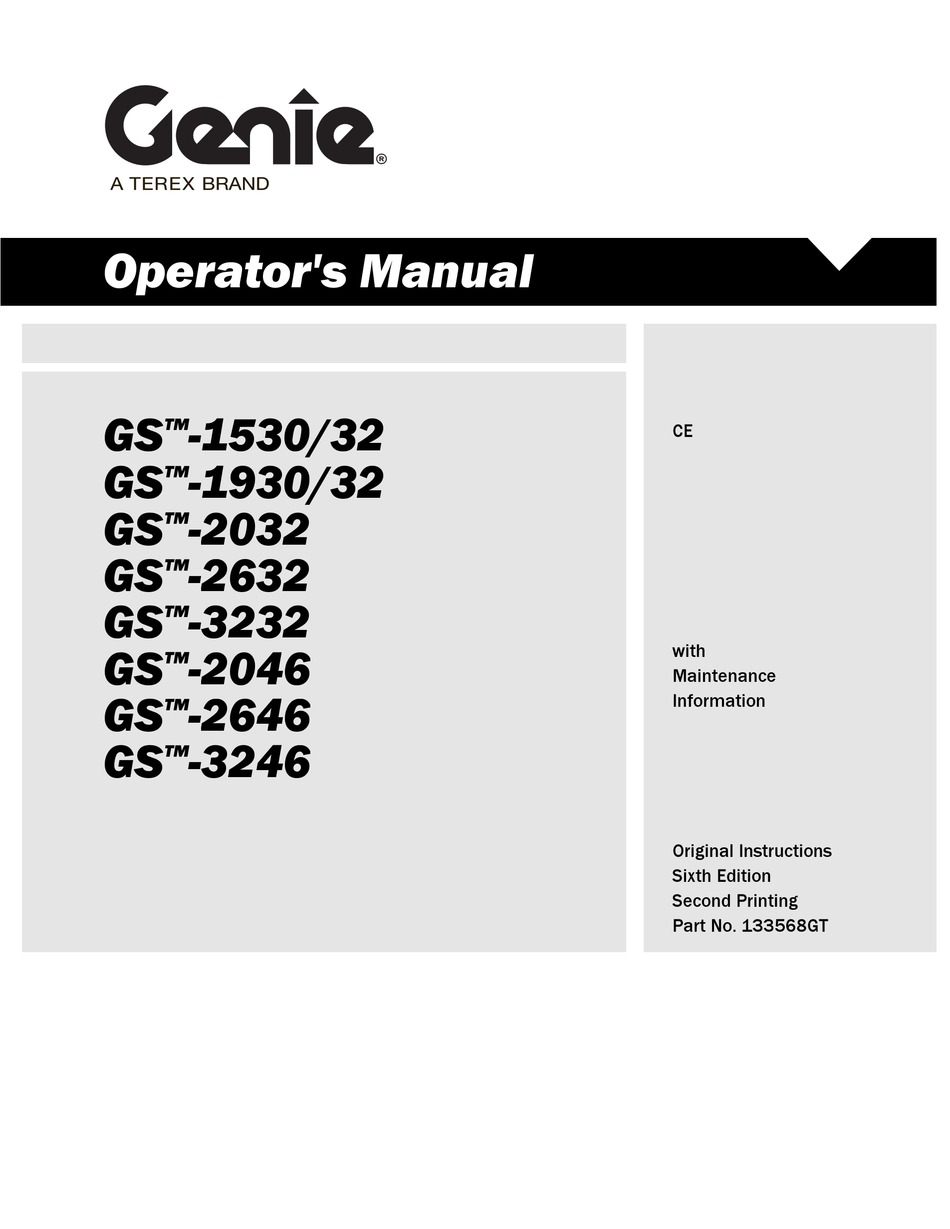 GENIE GS-1530 OPERATOR'S MANUAL Pdf Download | ManualsLib