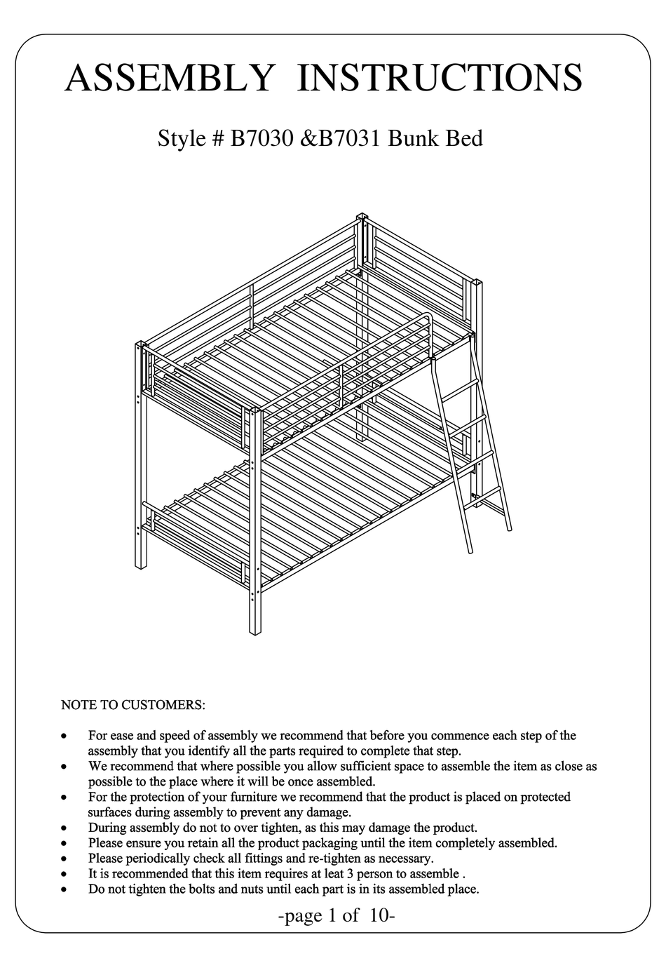 2K FURNITURE DESIGN B7030 ASSEMBLY INSTRUCTIONS MANUAL Pdf Download