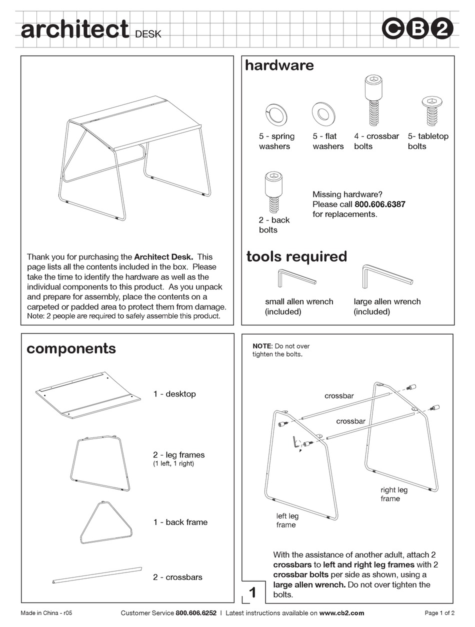CB2 ARCHITECT DESK ASSEMBLY INSTRUCTIONS Pdf Download ManualsLib