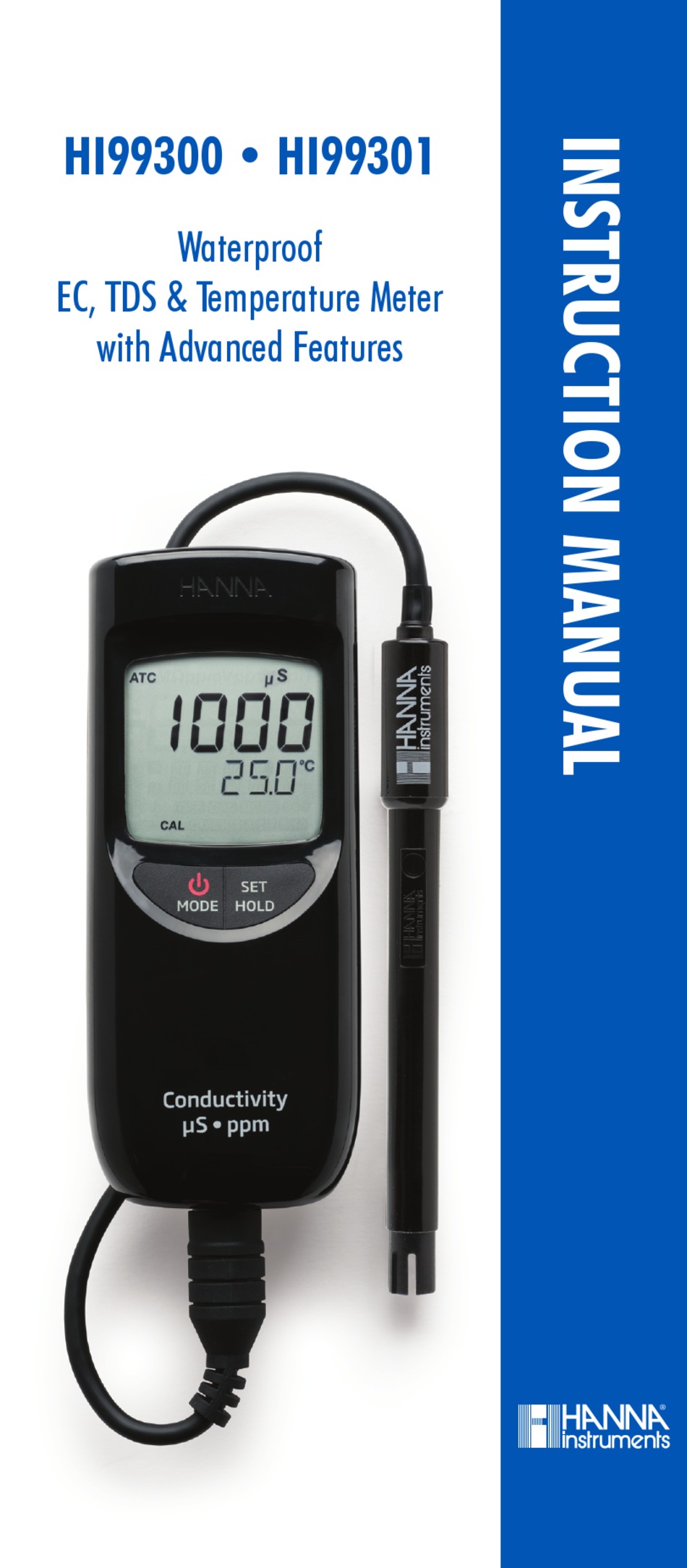 HANNA INSTRUMENTS HI99300 INSTRUCTION MANUAL Pdf Download ManualsLib