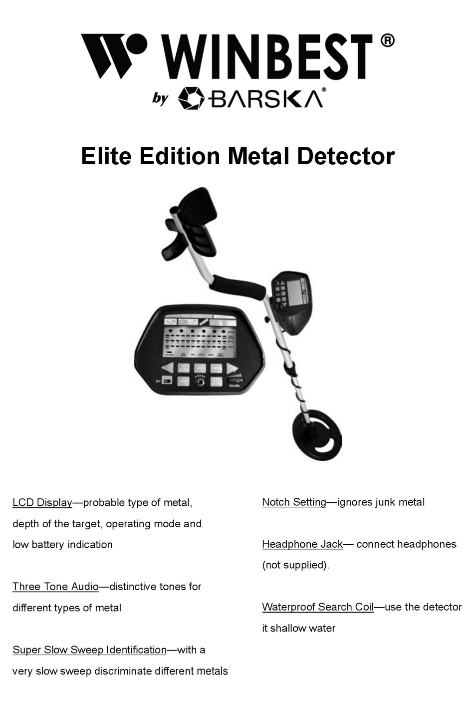 Winbest Elite Edition Metal Detector by BARSKA