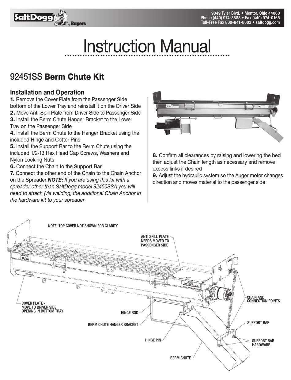 BUYERS SALTDOGG 92451SS INSTRUCTION MANUAL Pdf Download ManualsLib