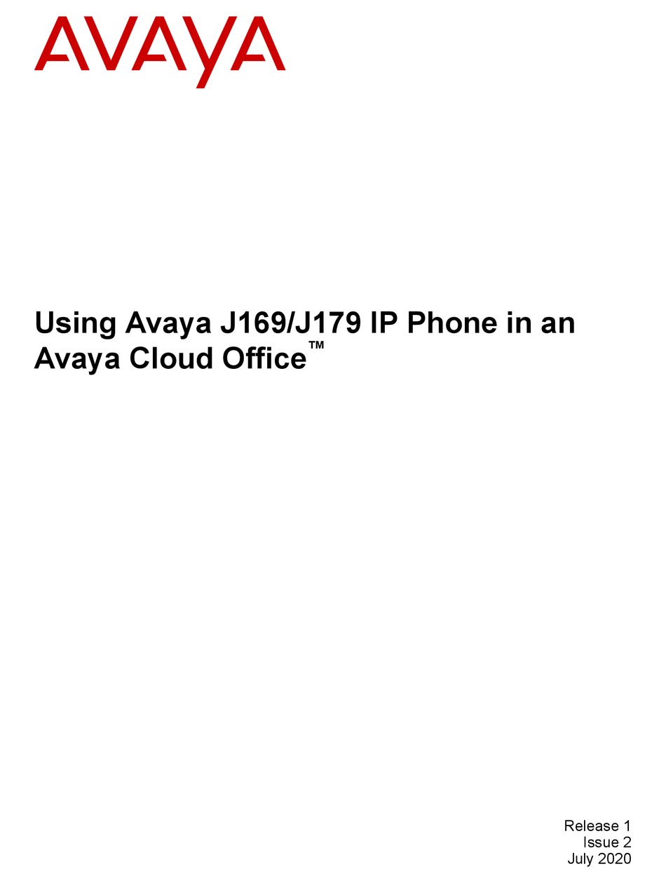 AVAYA J169 USING MANUAL Pdf Download | ManualsLib