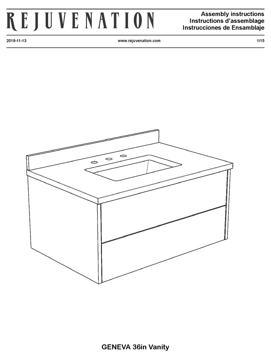 REJUVENATION GENEVA 36IN VANITY ASSEMBLY INSTRUCTIONS MANUAL Pdf