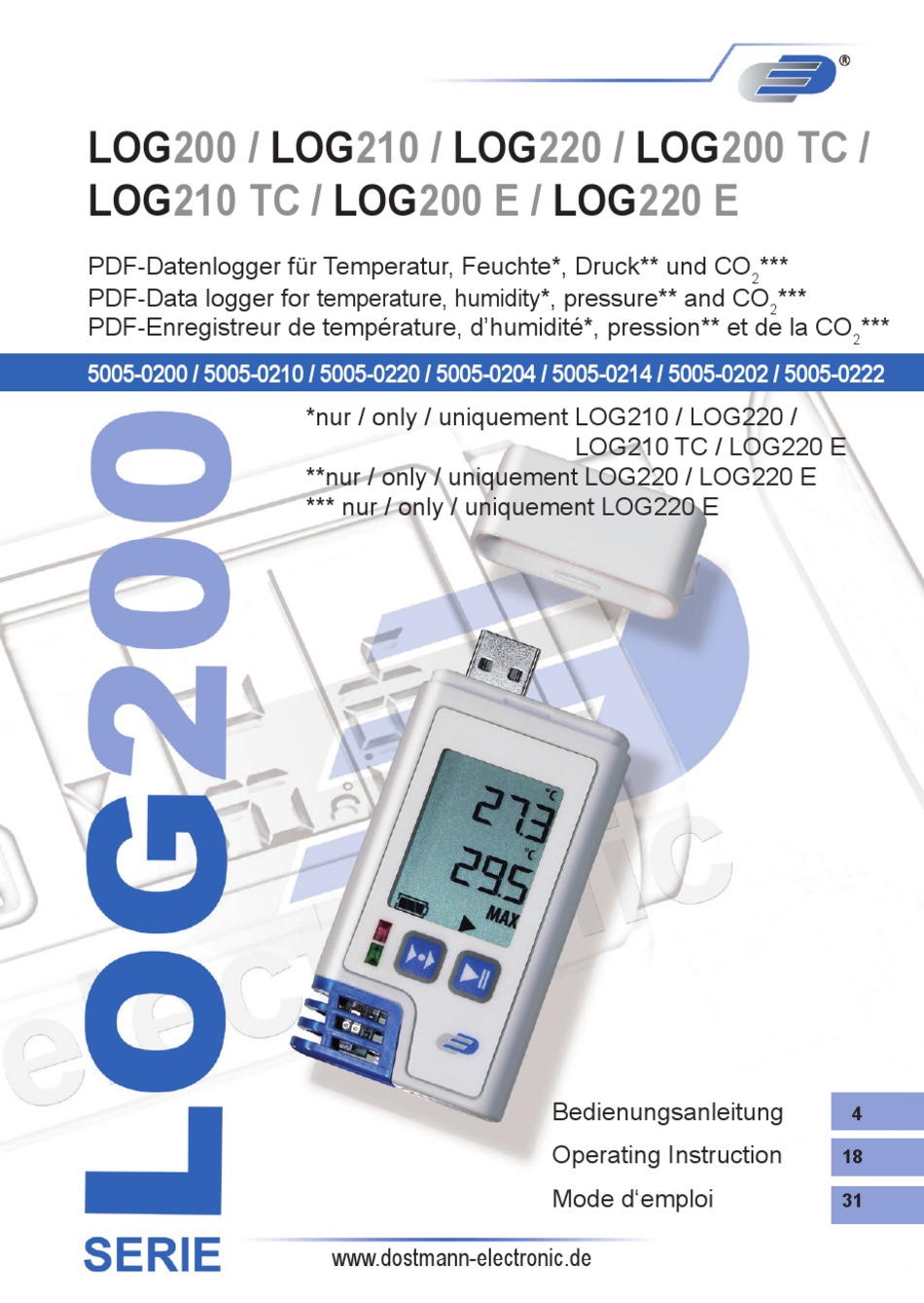 DOSTMANN LOG200 SERIES OPERATING INSTRUCTION Pdf Download | ManualsLib