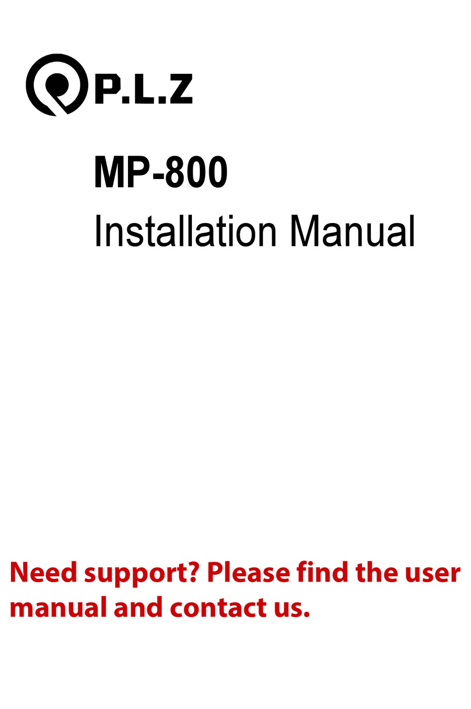 P L Z Mp 800 Installation Manual Pdf Download Manualslib