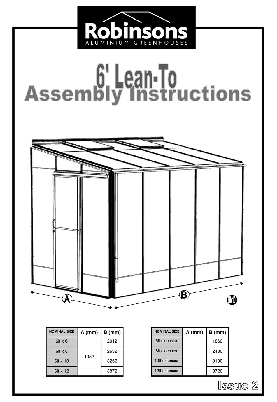ROBINSONS 6' LEANTO ASSEMBLY INSTRUCTIONS MANUAL Pdf Download ManualsLib
