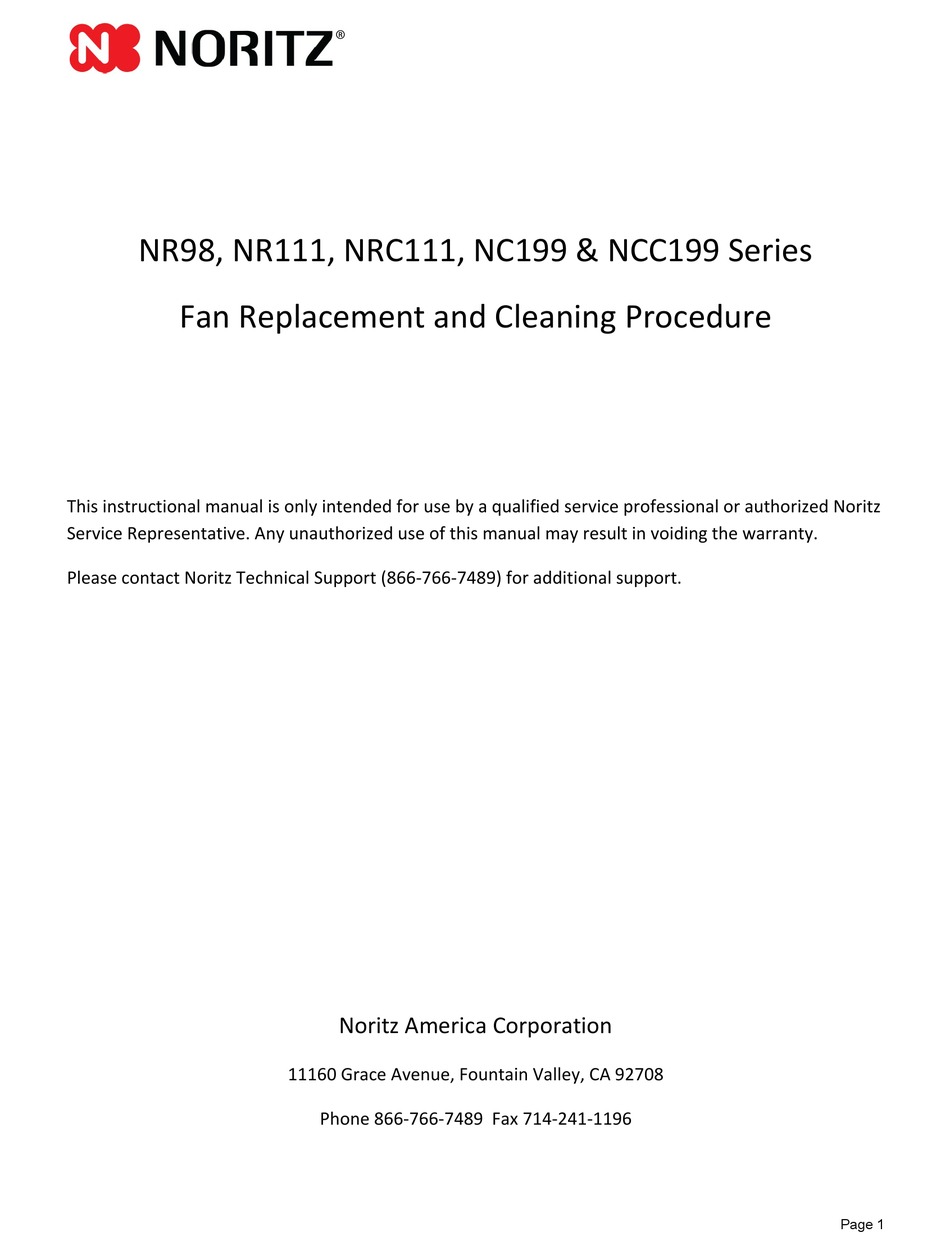NORITZ NR98 SERIES INSTRUCTIONAL MANUAL Pdf Download ManualsLib