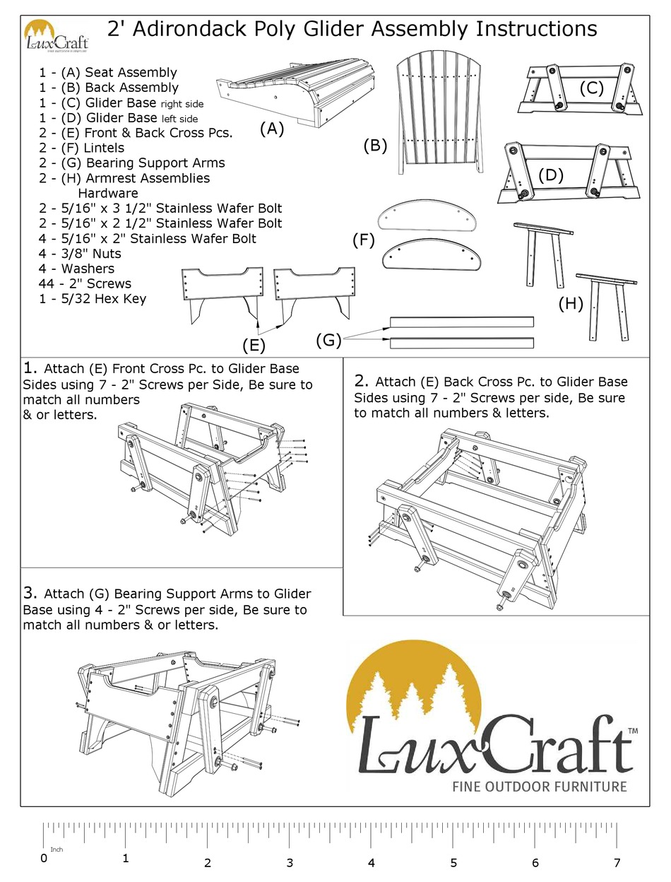 LUXCRAFT 2' ADIRONDACK POLY GLIDER ASSEMBLY INSTRUCTIONS Pdf Download