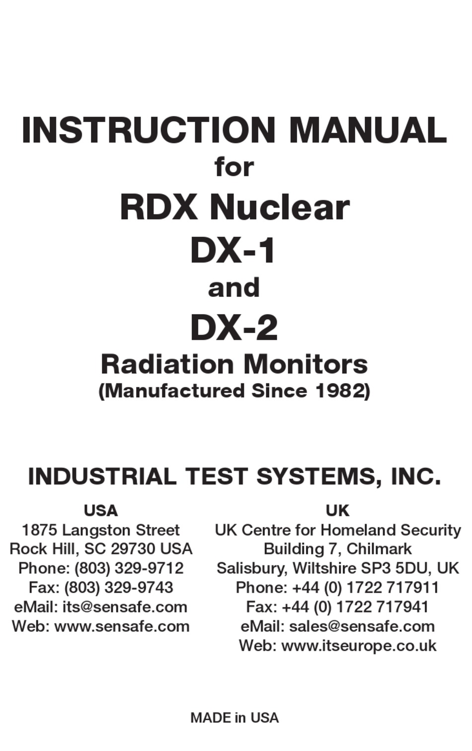 INDUSTRIAL TEST SYSTEMS DX1 INSTRUCTION MANUAL Pdf Download ManualsLib