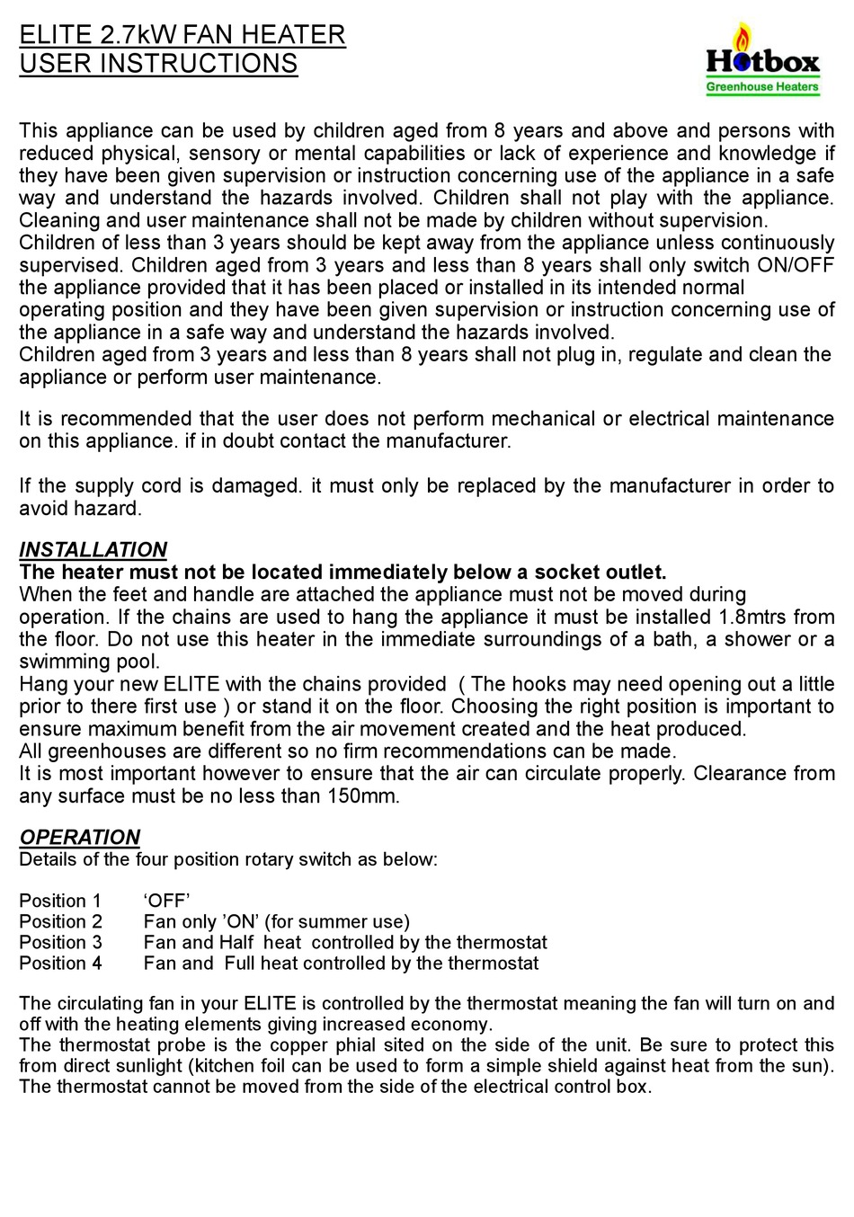HOTBOX ELITE USER INSTRUCTIONS Pdf Download ManualsLib