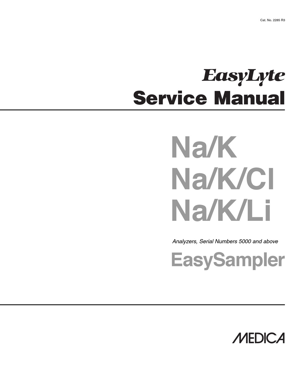 Medica Easylyte Na K Service Manual Pdf Download Manualslib