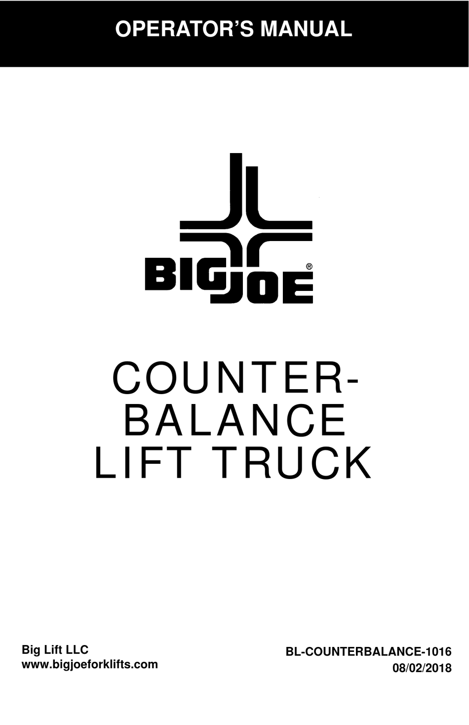 BIG JOE CB22 OPERATOR'S MANUAL Pdf Download ManualsLib