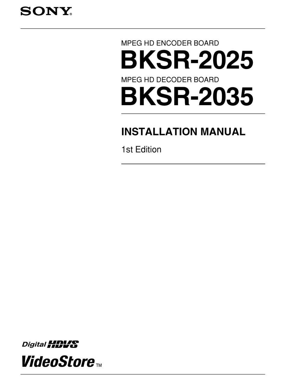 SONY BKSR2025 INSTALLATION MANUAL Pdf Download ManualsLib