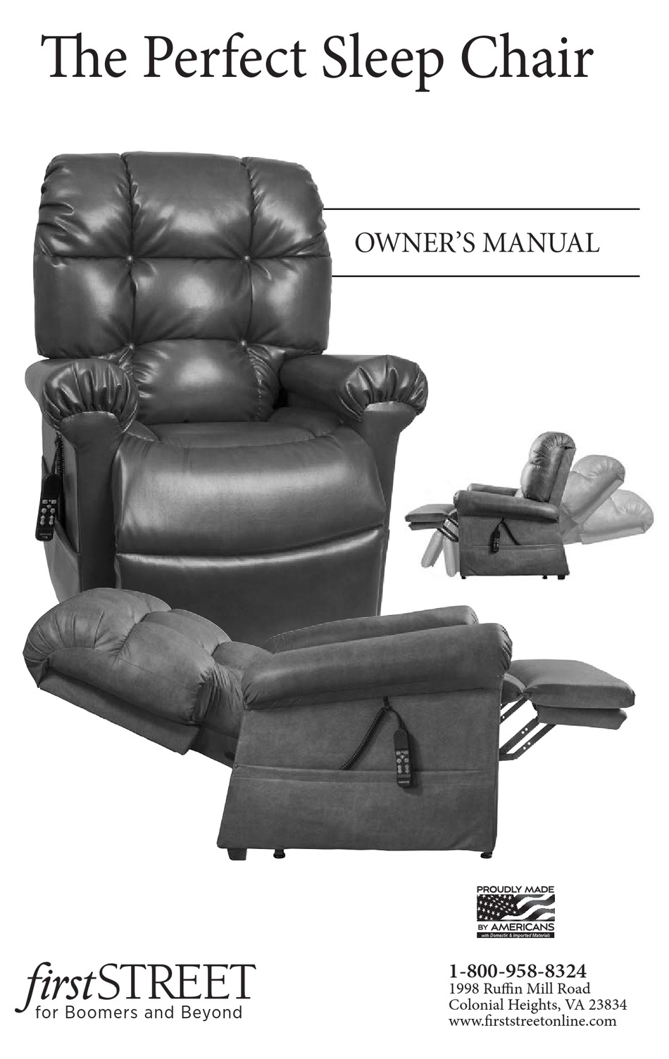 FIRSTSTREET THE PERFECT SLEEP CHAIR OWNER'S MANUAL Pdf Download