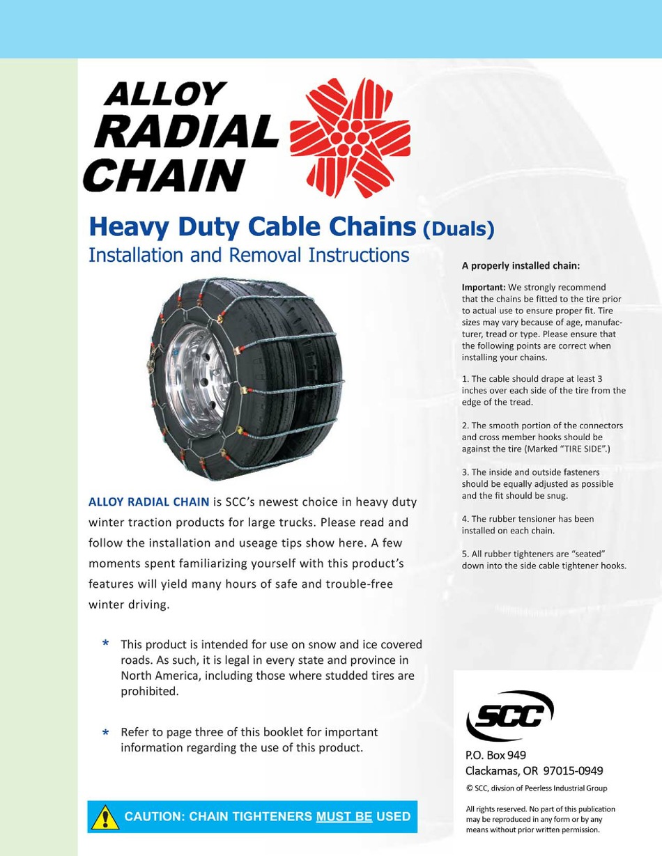 SCC ALLOY RADIAL CHAIN INSTALLATION AND REMOVAL INSTRUCTIONS Pdf