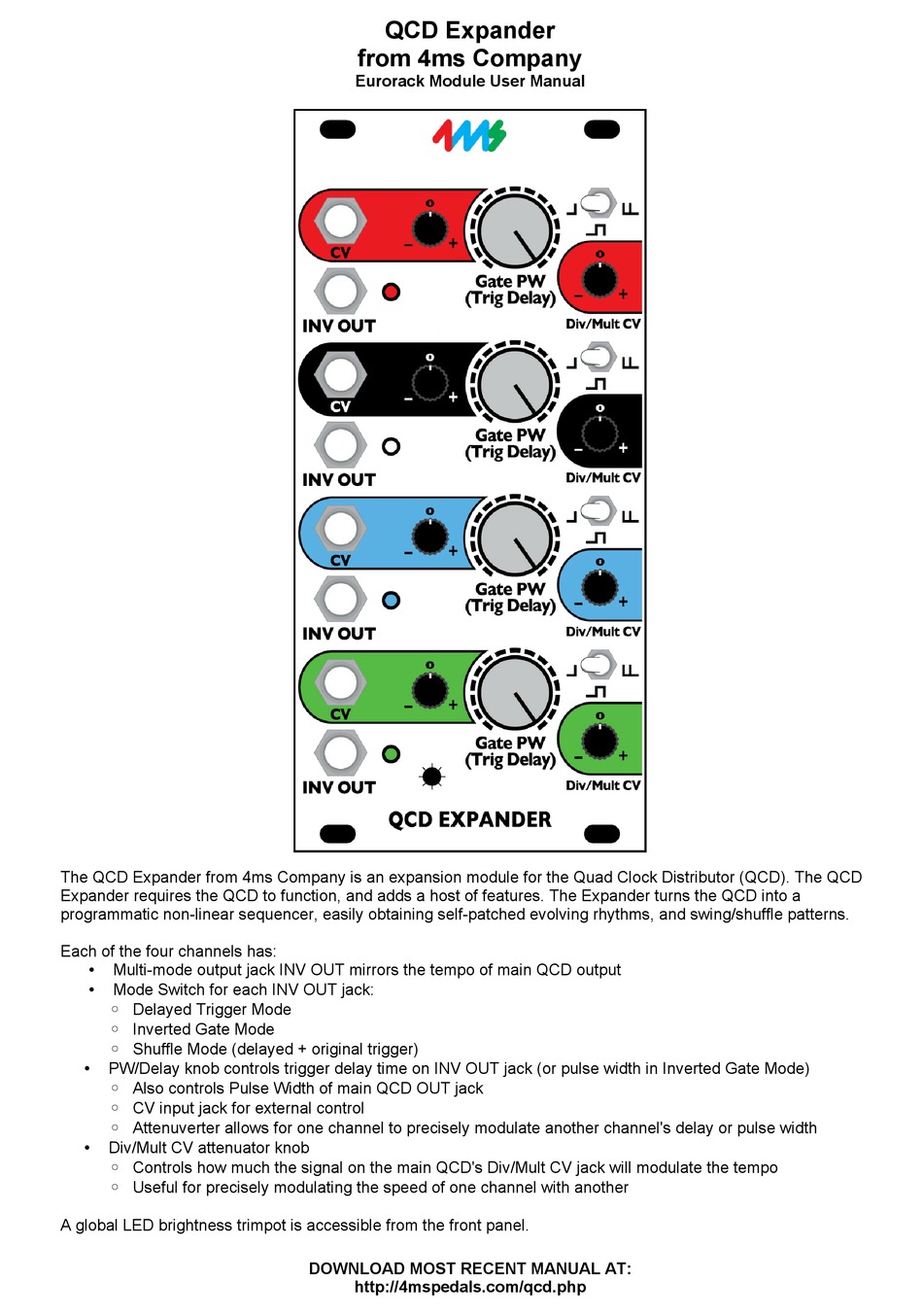 4MS COMPANY QCD EXPANDER USER MANUAL Pdf Download | ManualsLib