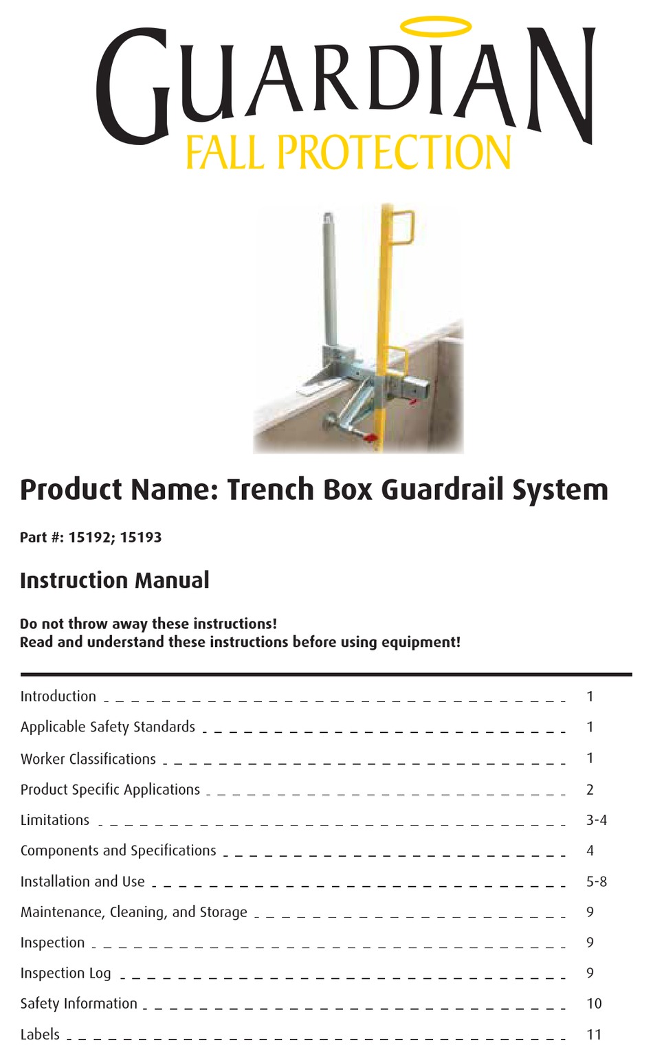 GUARDIAN FALL PROTECTION 15192 INSTRUCTION MANUAL Pdf Download ManualsLib