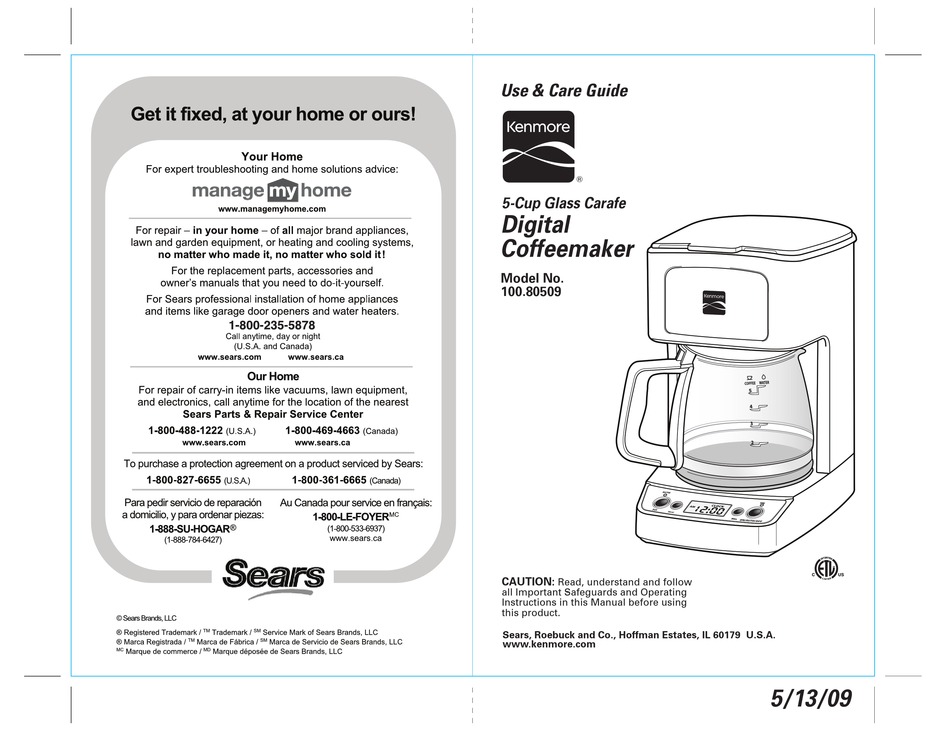 KENMORE 100.80509 USE & CARE MANUAL Pdf Download ManualsLib