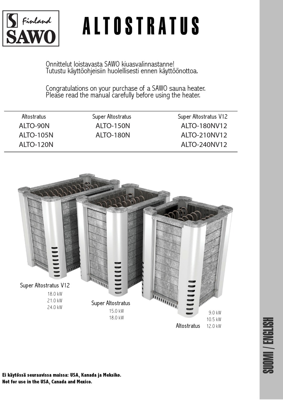 SAWO ALTOSTRATUS SERIES MANUAL Pdf Download | ManualsLib