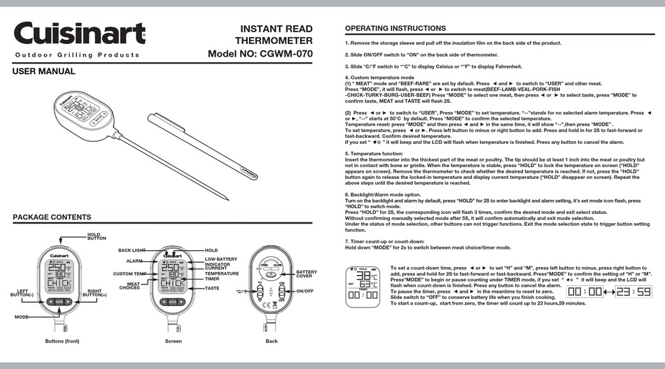 User manual Cuisinart CGWM-070 (English - 2 pages)