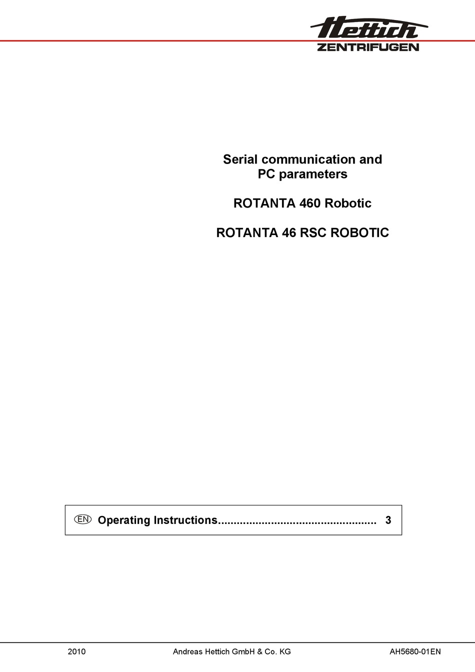 Hettich Rotanta 460 Robotic Operating Instructions Manual Pdf Download Manualslib