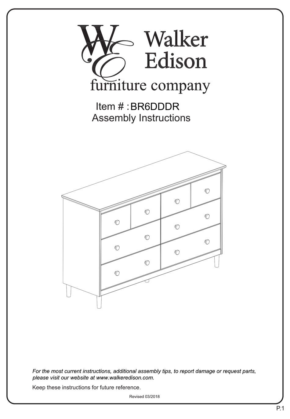 WALKER EDISON BR6DDDR ASSEMBLY INSTRUCTIONS MANUAL Pdf Download