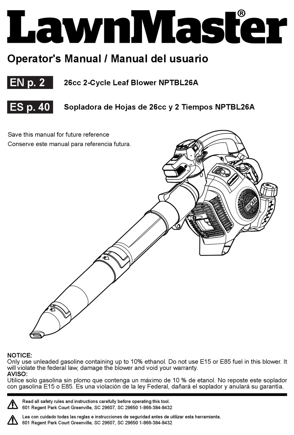 LAWNMASTER NPTBL26A OPERATOR'S MANUAL Pdf Download ManualsLib