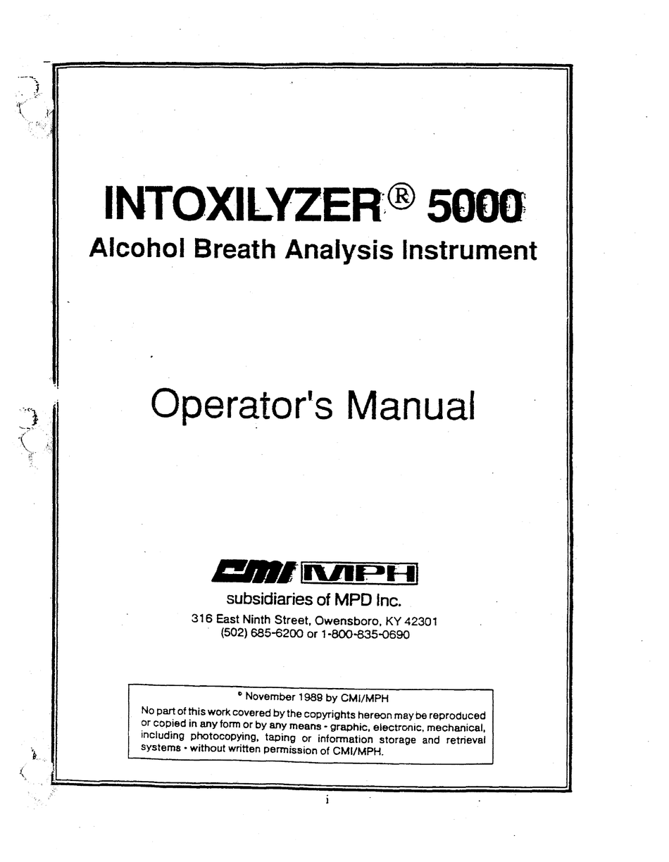 CMI/MPH INTOXILYZER 5000 OPERATOR