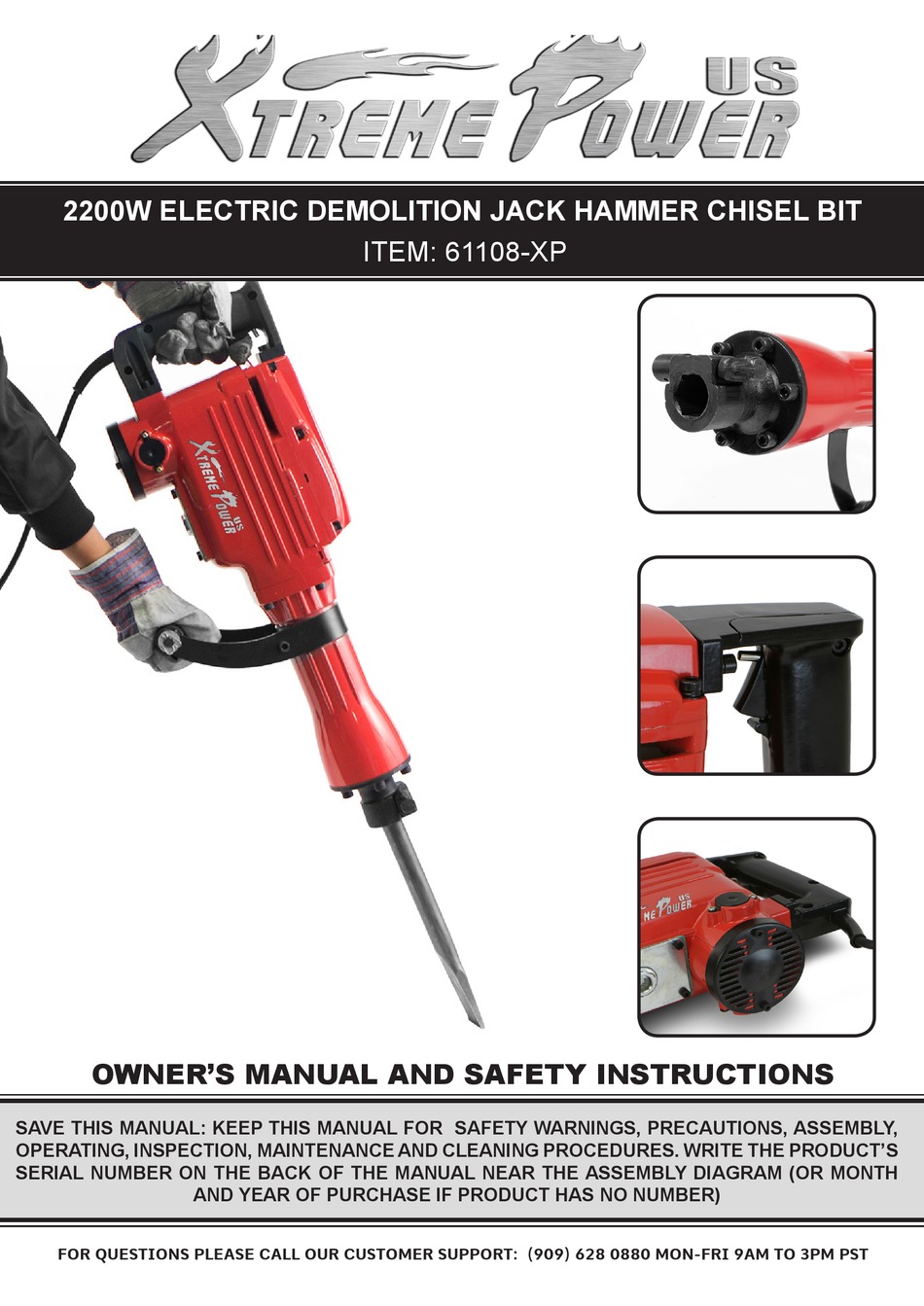 XTREME POWER 61108-XP OWNER'S MANUAL AND SAFETY INSTRUCTIONS Pdf