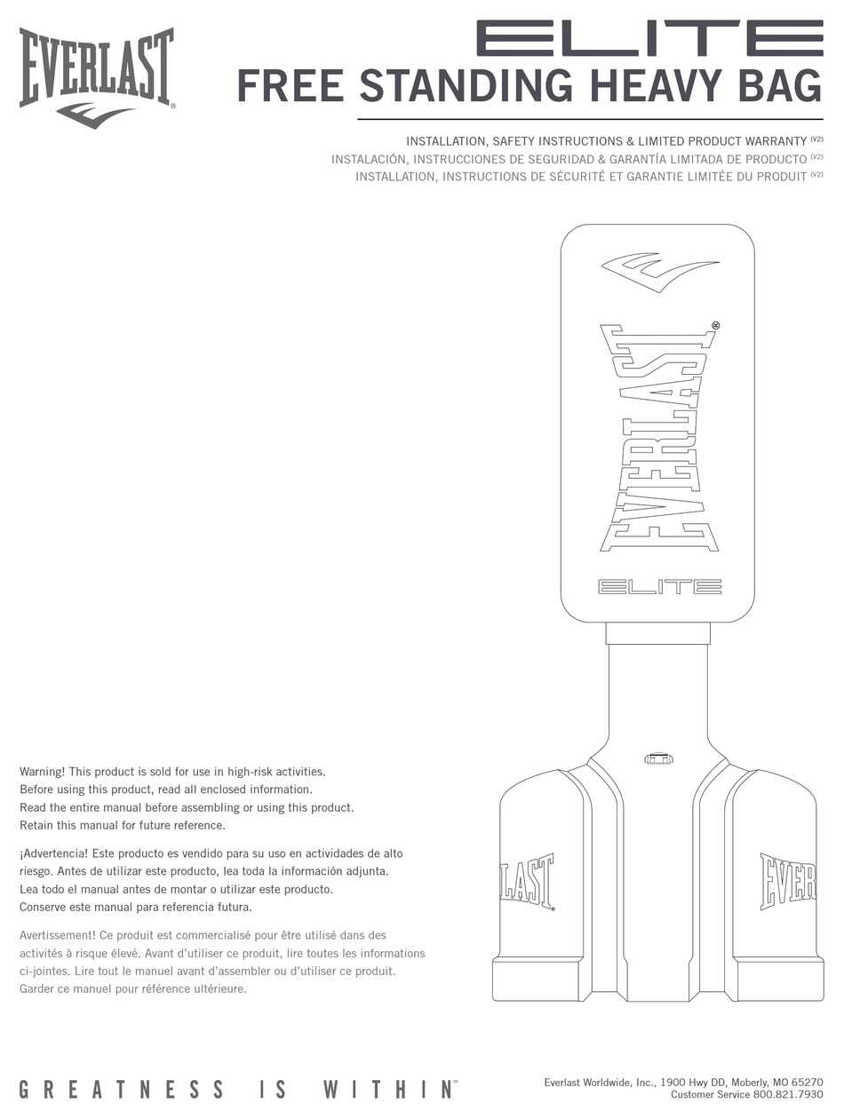 EVERLAST ELITE INSTALLATION, SAFETY INSTRUCTIONS & LIMITED PRODUCT