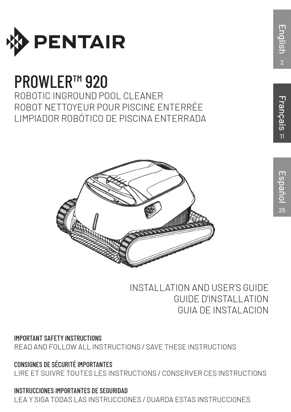 PENTAIR PROWLER 920 INSTALLATION AND USER MANUAL Pdf Download | ManualsLib
