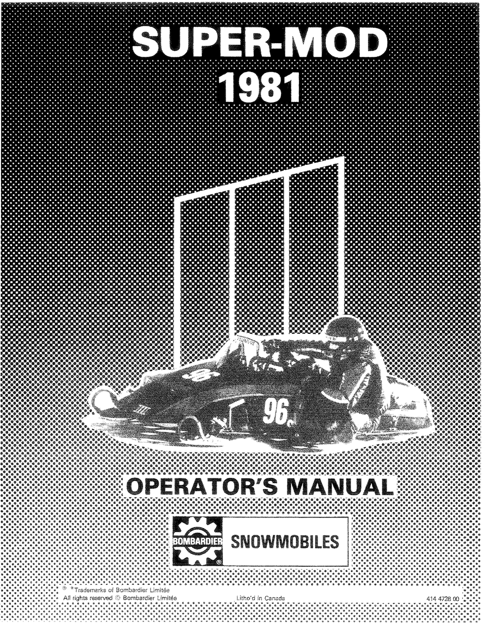 BOMBARDIER SUPERMOD 1981 OPERATOR'S MANUAL Pdf Download ManualsLib