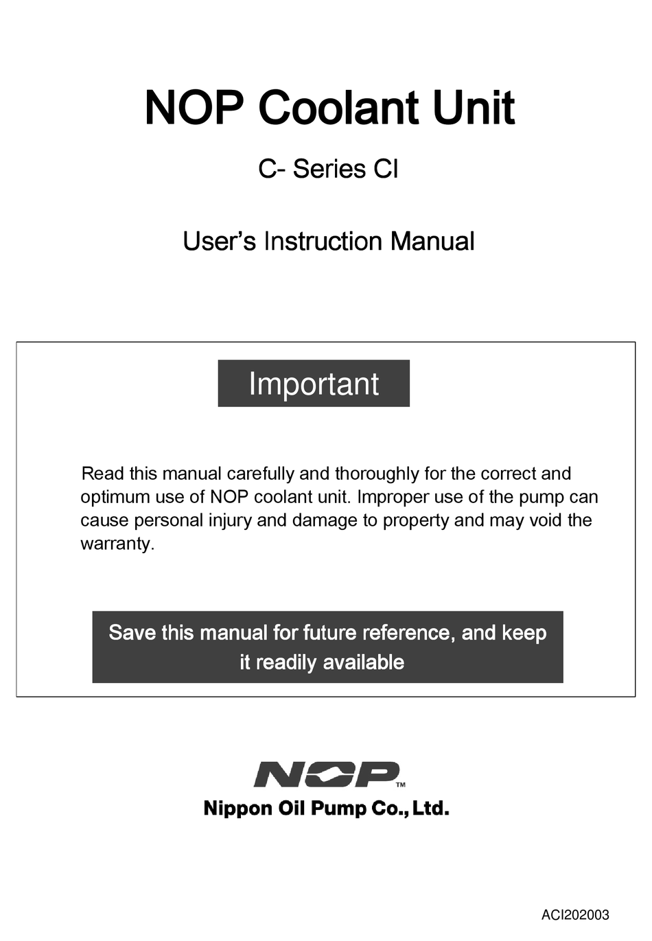 NIPPON OIL PUMP C SERIES USER INSTRUCTION MANUAL Pdf Download ManualsLib