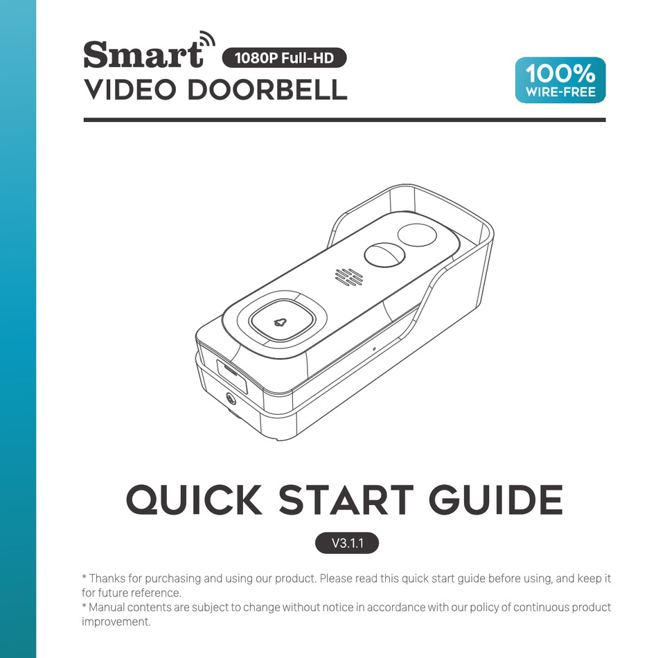 Smart home wireless hot sale video doorbell manual