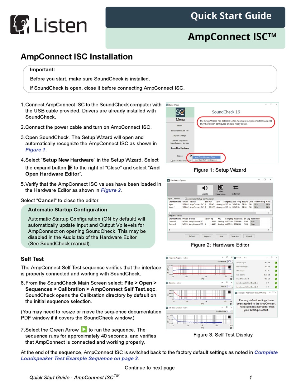LISTEN AMPCONNECT ISC QUICK START MANUAL Pdf Download ManualsLib