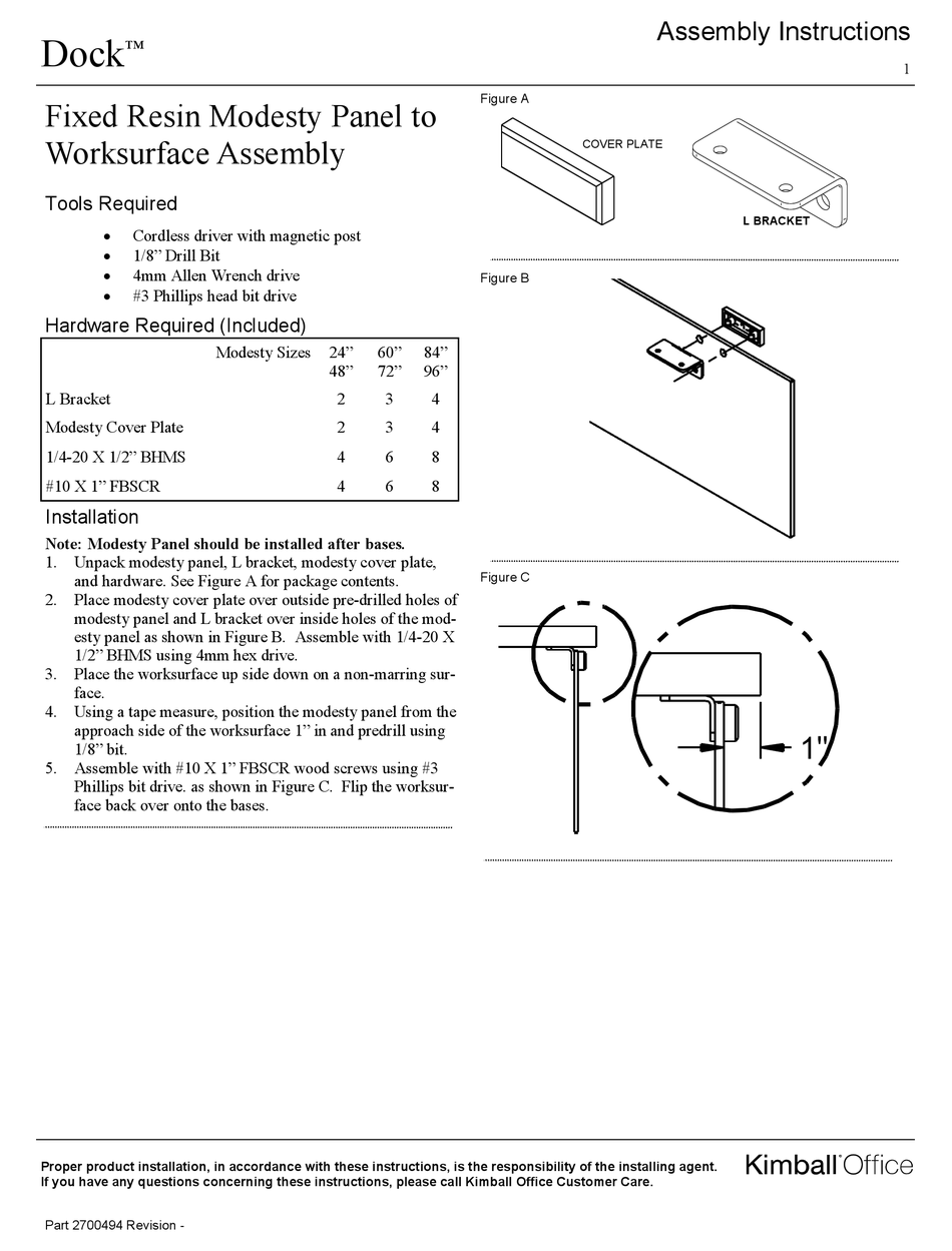 KIMBALL OFFICE DOCK ASSEMBLY INSTRUCTIONS MANUAL Pdf Download ManualsLib