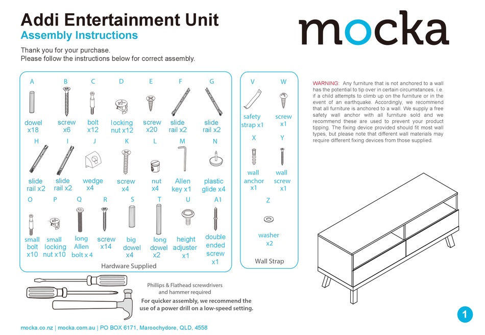 MOCKA ADDI ENTERTAINMENT UNIT ASSEMBLY INSTRUCTIONS MANUAL Pdf Download