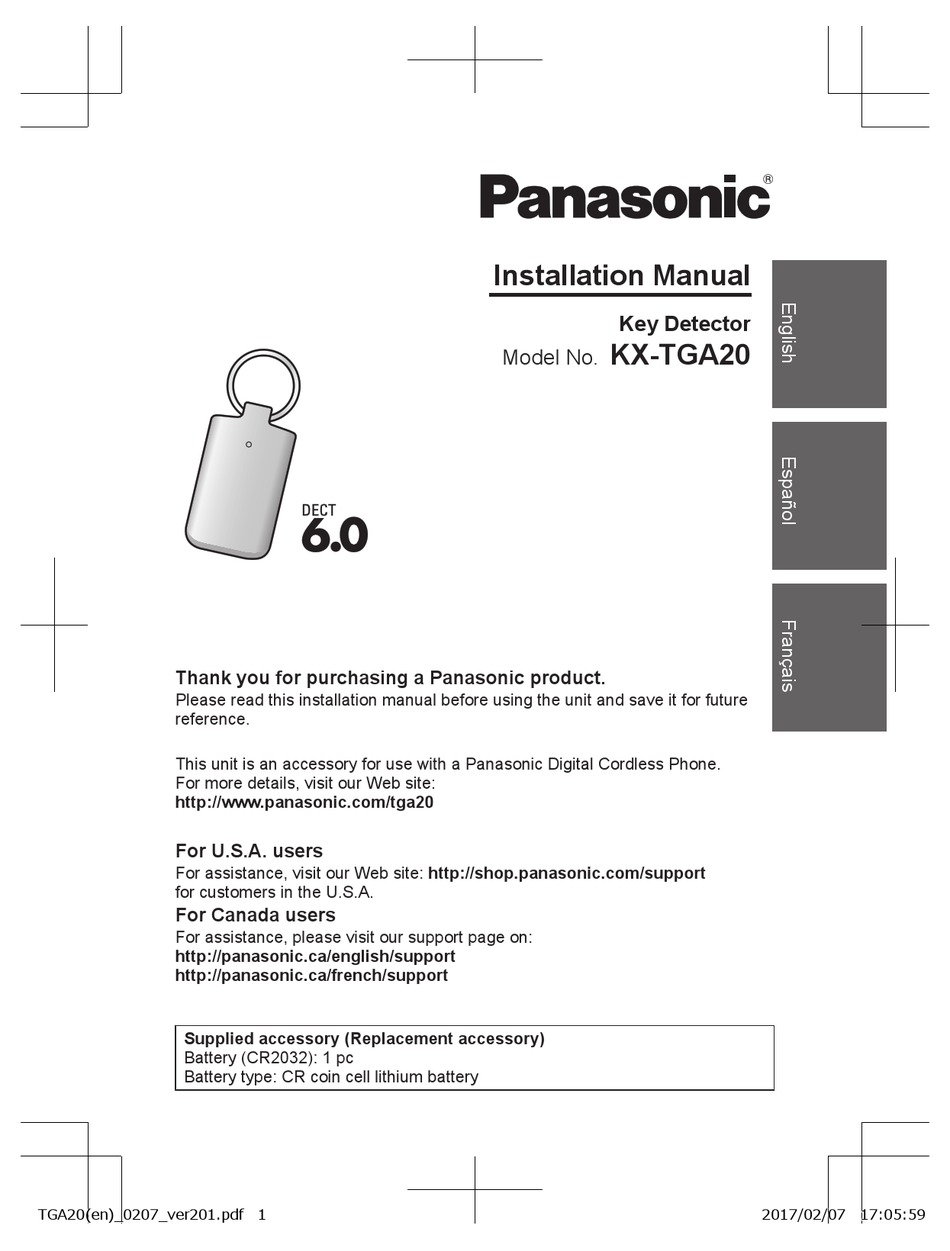 PANASONIC KX-TGA20 INSTALLATION MANUAL Pdf Download | ManualsLib