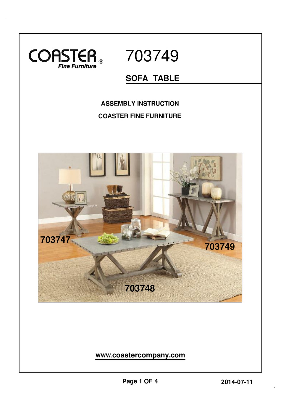 COASTER 703749 ASSEMBLY INSTRUCTION Pdf Download ManualsLib