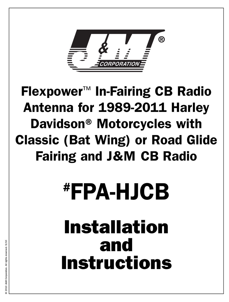 J&M CORPORATION FLEXPOWER FPAHJCB INSTALLATION AND INSTRUCTIONS Pdf
