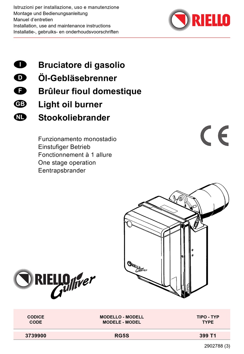 POMPA RIELLO PER BRUCIATORE A GASOLIO GULLIVER RG4S