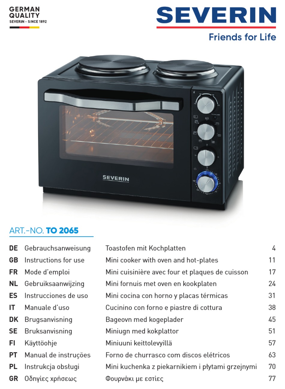 SEVERIN TO 2065 INSTRUCTIONS FOR USE MANUAL Pdf Download | ManualsLib